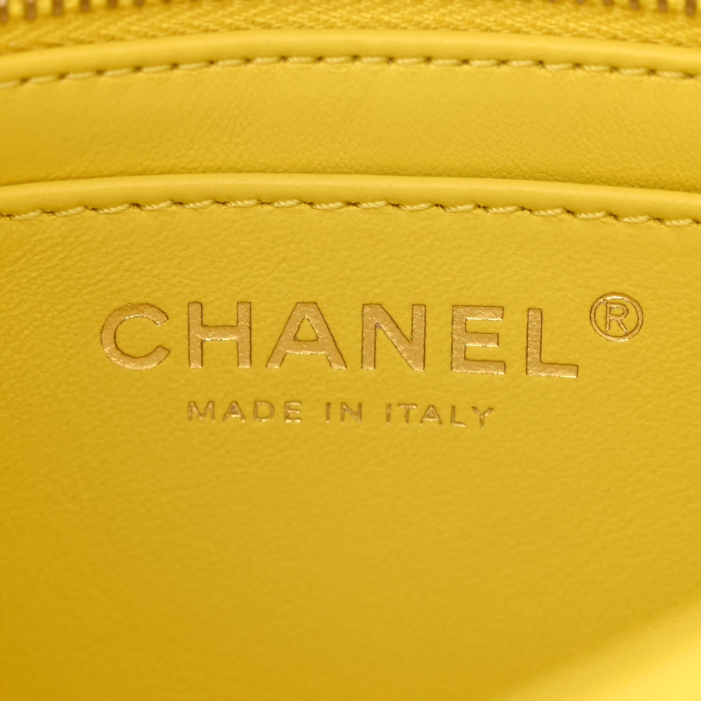 Lambskin Quilted Mini Pearl Crush Flap Yellow