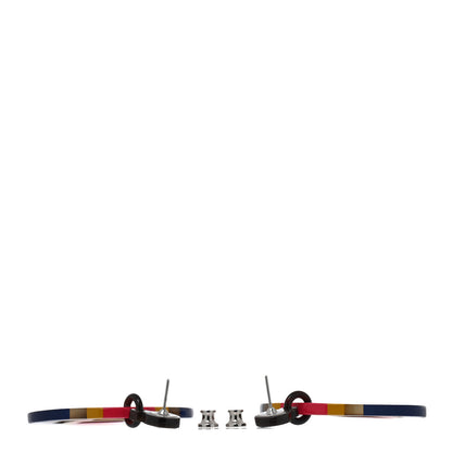 Hermes Lacquered Horn H Equipe Earrings Bleu Multicolor 3 of 5