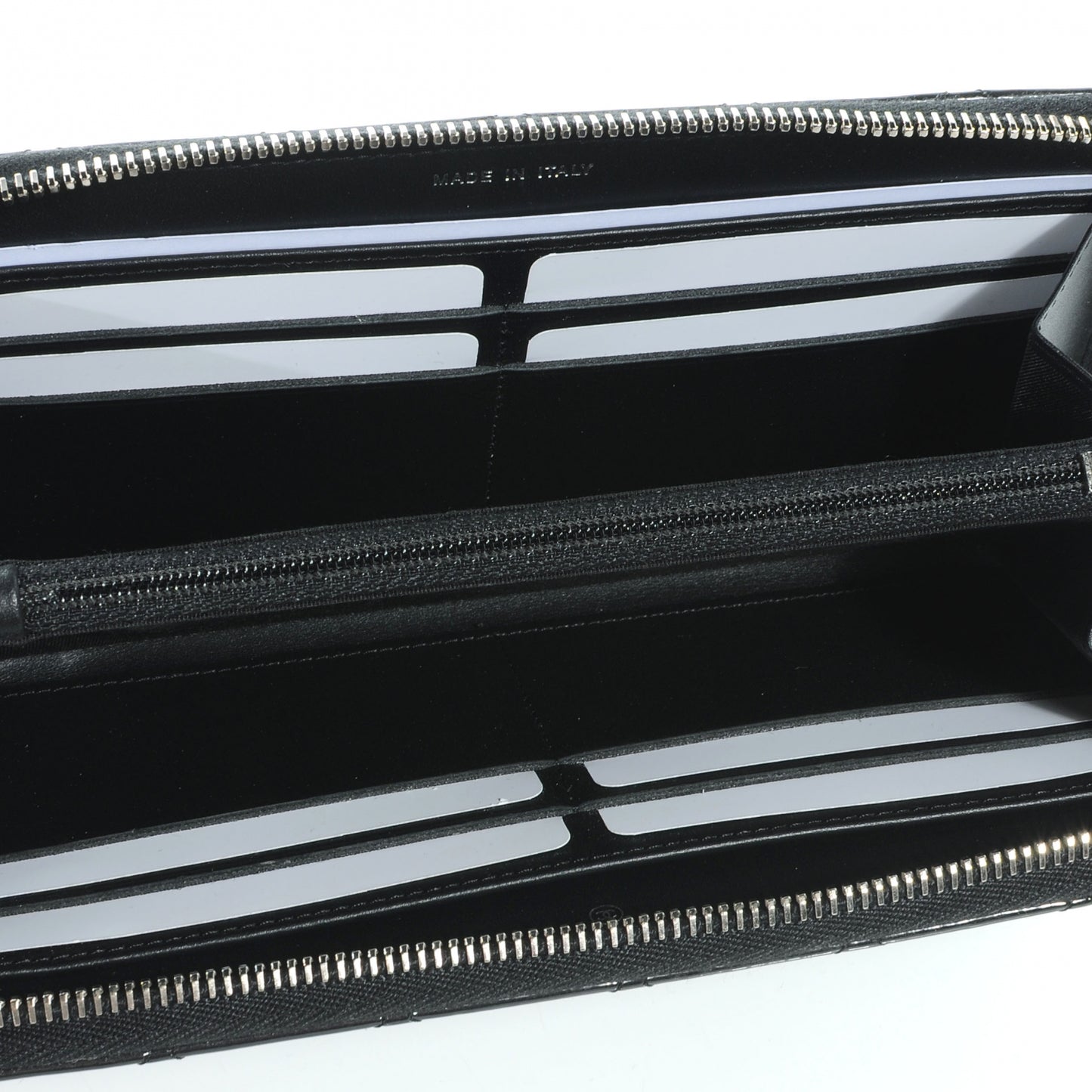 Patent Quilted Large Zip Around Wallet Black
