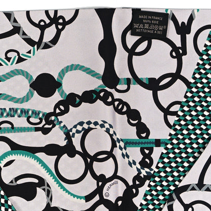 Hermes Silk Mors Et Tresses Maxi Twilly Cut Gris Perle Black Menthe 3 of 3