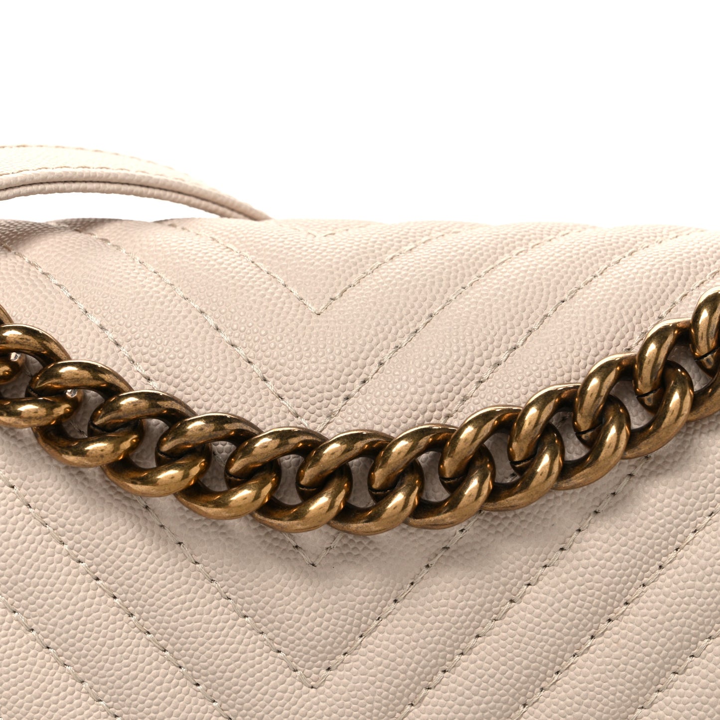 Caviar Chevron Quilted Braided Medium Boy Flap Beige