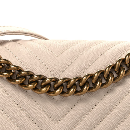 Chanel Caviar Chevron Quilted Braided Medium Boy Flap Beige 7 of 10