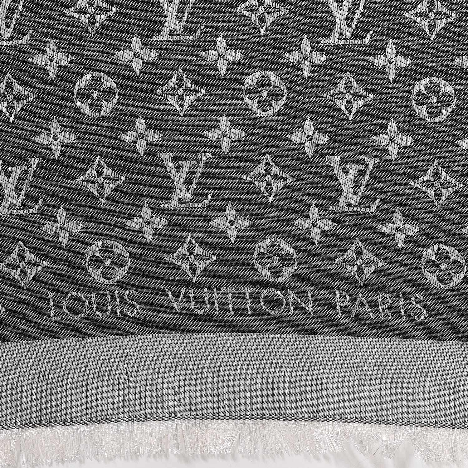 Louis Vuitton Wool Silk Monogram Denim Shawl Black 3 of 8