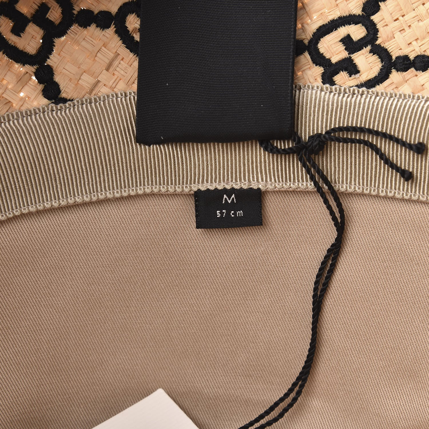 Gucci Raffia Elaphe GG Monogram Embroidered Fedora Hat M Ivory Black 7 of 7