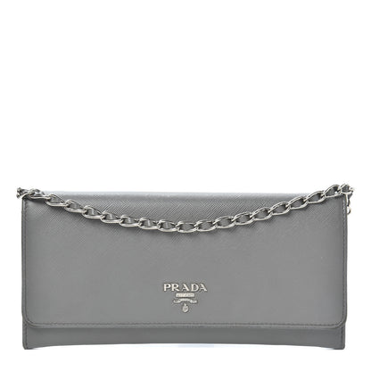 Prada Saffiano Metal Oro Chain Wallet Marmo 1 of 8