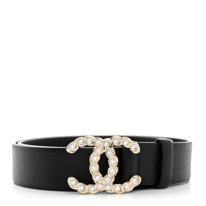 Chanel Calfskin Crystal Metal CC Belt 80 32 Black 1 of 5