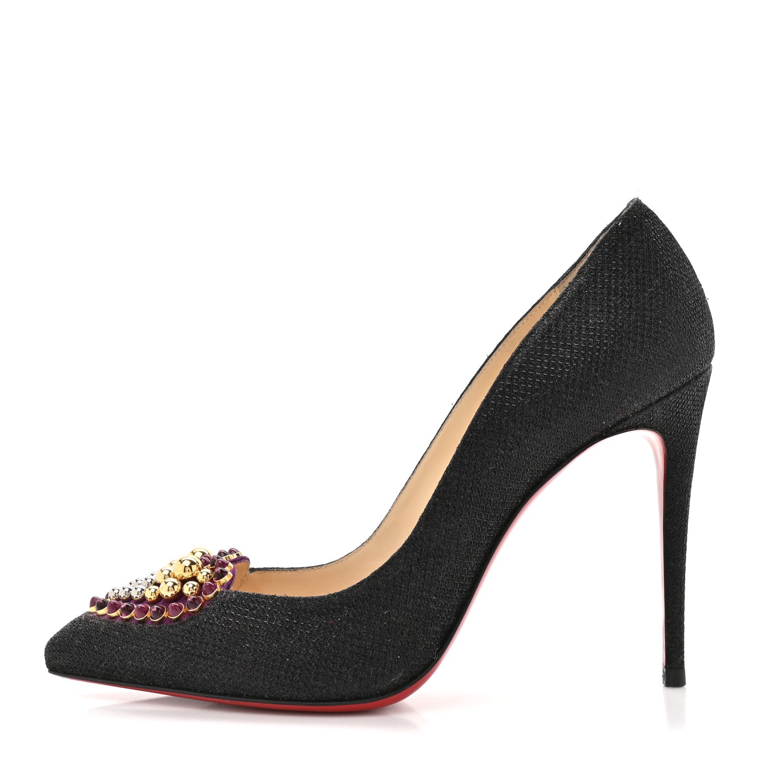 Christian Louboutin Glitter Tisse Veau Velours Coralta Mia 100 Pumps 39 Version Black 1 of 10