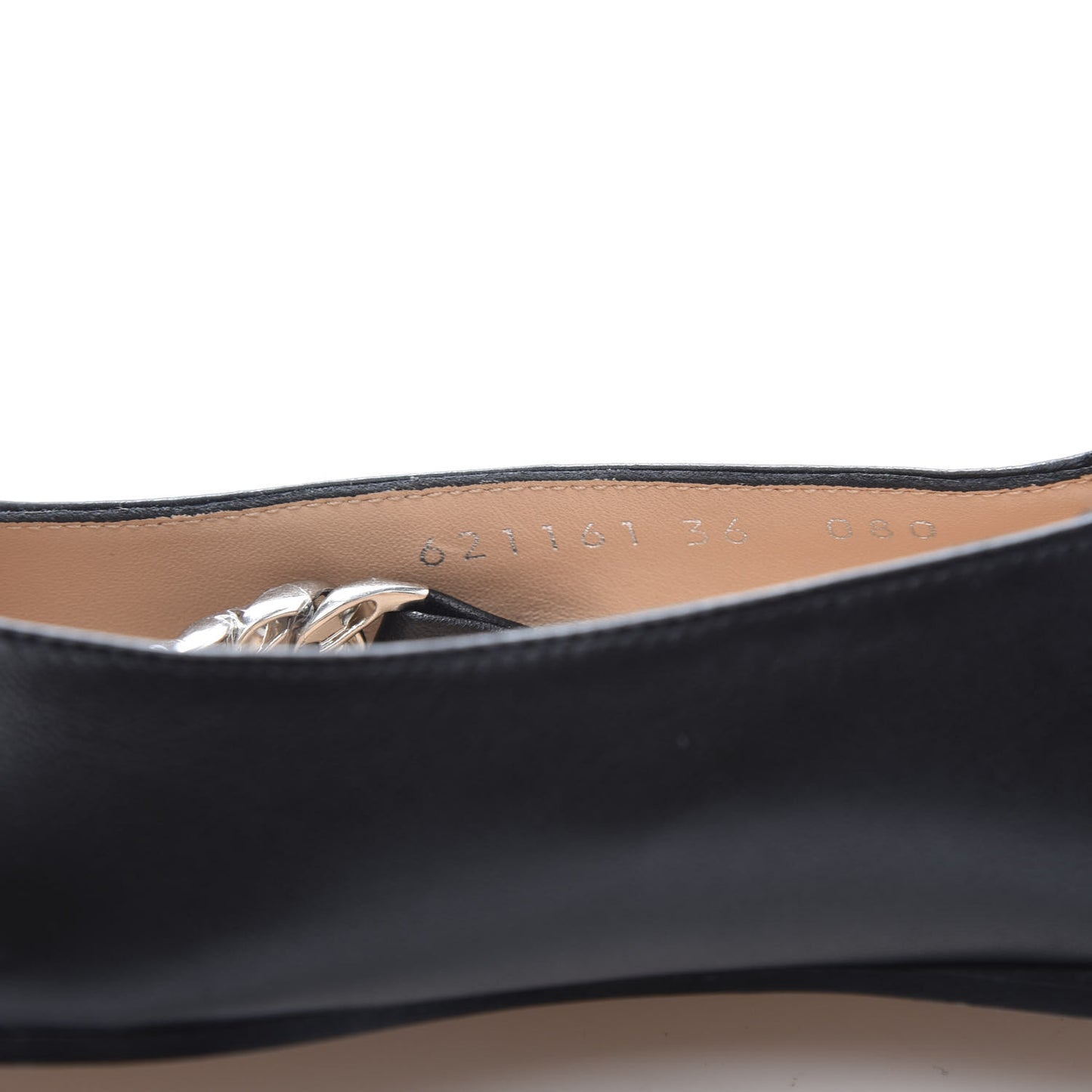 Nappa Lumiere Deva Horsebit Chain Embellished Flats 36 Black