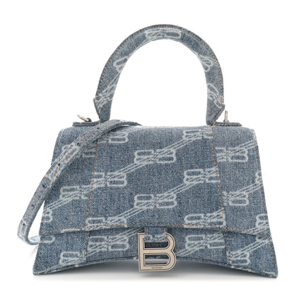 Balenciaga Denim BB Monogram Small Hourglass Top Handle Bag Blue 1 of 11