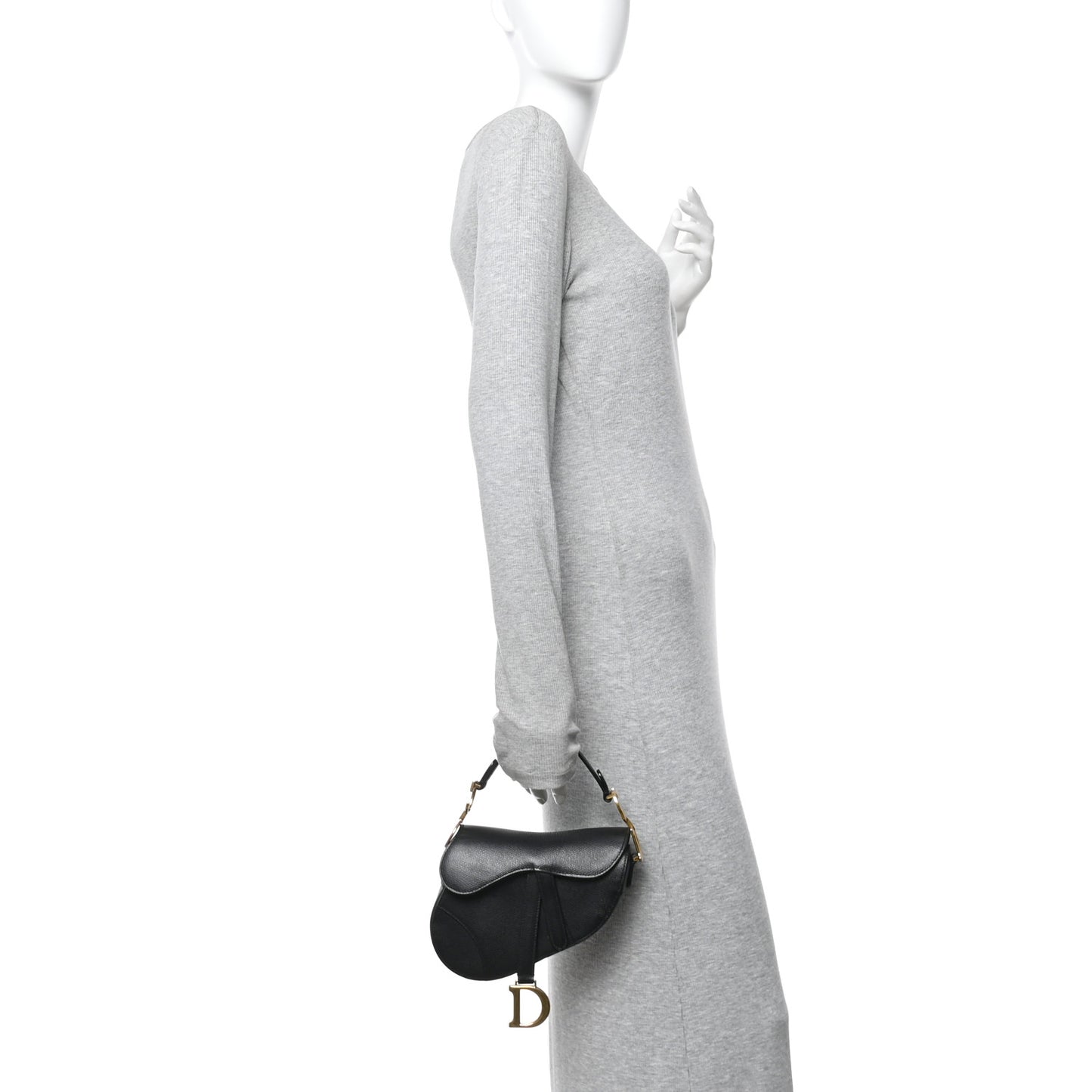 Grained Calfskin Mini Saddle Bag Black