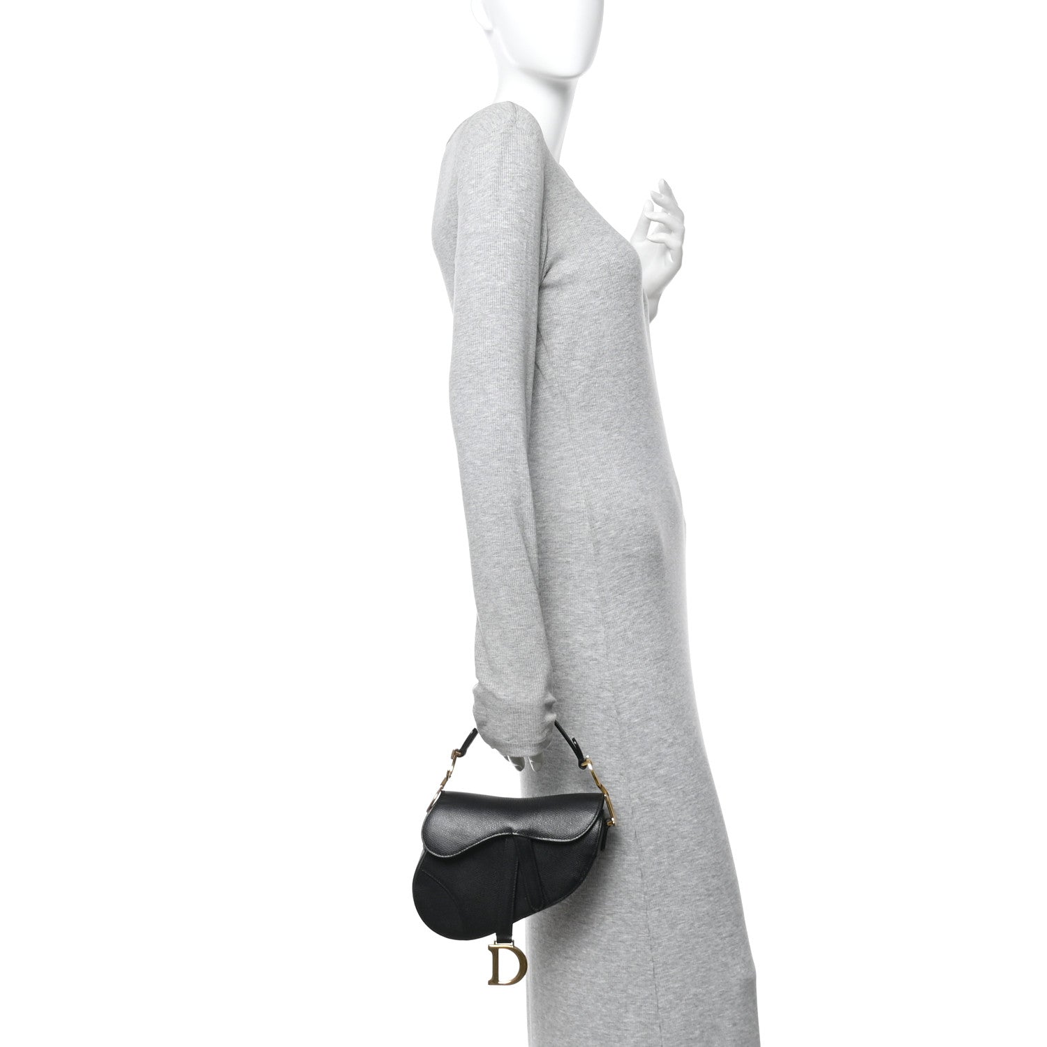 Christian Dior Grained Calfskin Mini Saddle Bag Black 2 of 13