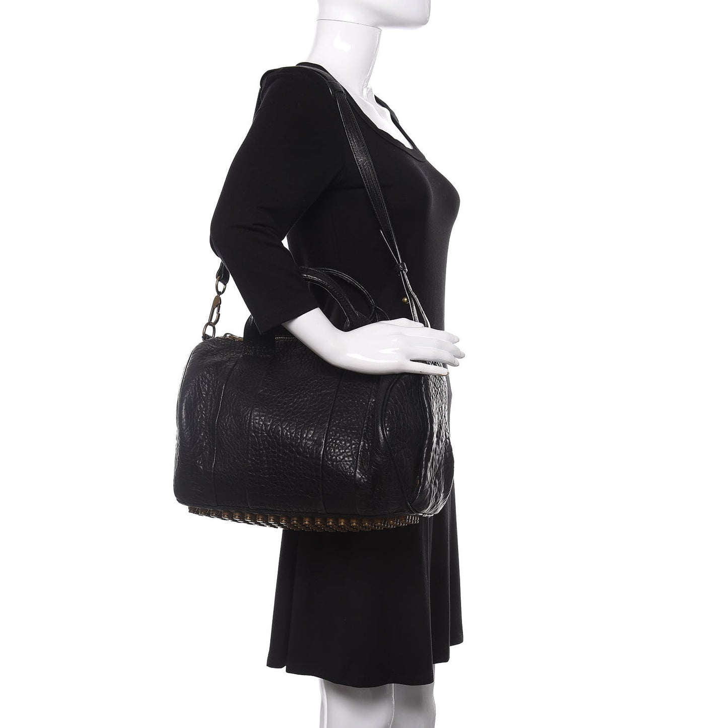 Pebbled Lambskin Rocco Black Antique Brass Hardware