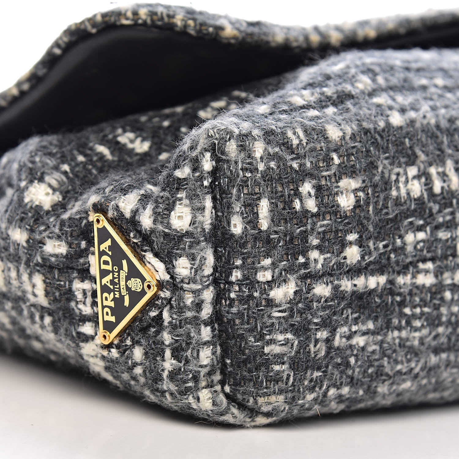 Prada Tweed Clutch Black White 8 of 9