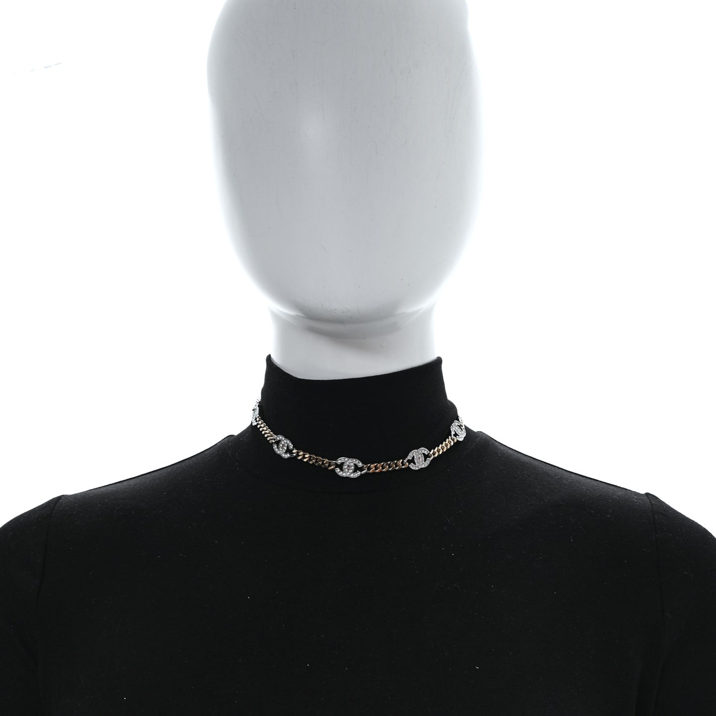 Crystal Chain CC Link Choker Gold Silver