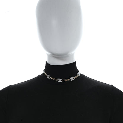 Chanel Crystal Chain CC Link Choker Gold Silver 2 of 5