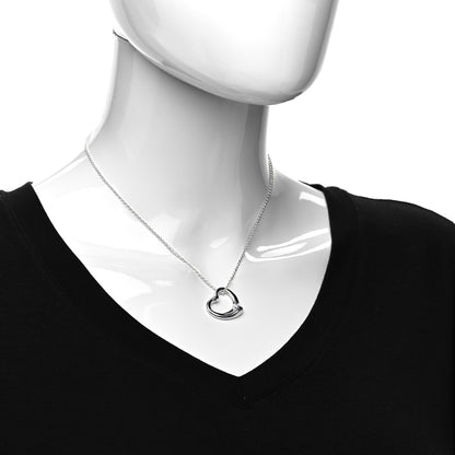 Tiffany Sterling Silver 22mm Elsa Peretti Open Heart Pendant Necklace 2 of 6