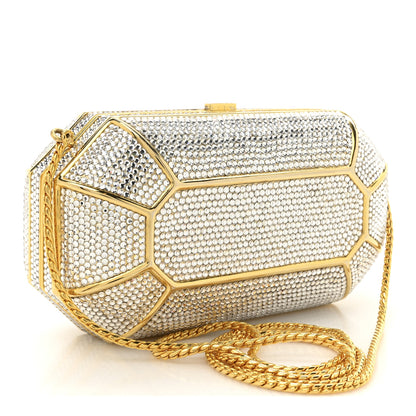 Judith Leiber Swarovski Crystal Minaudiere Clutch Gold Silver 3 of 11