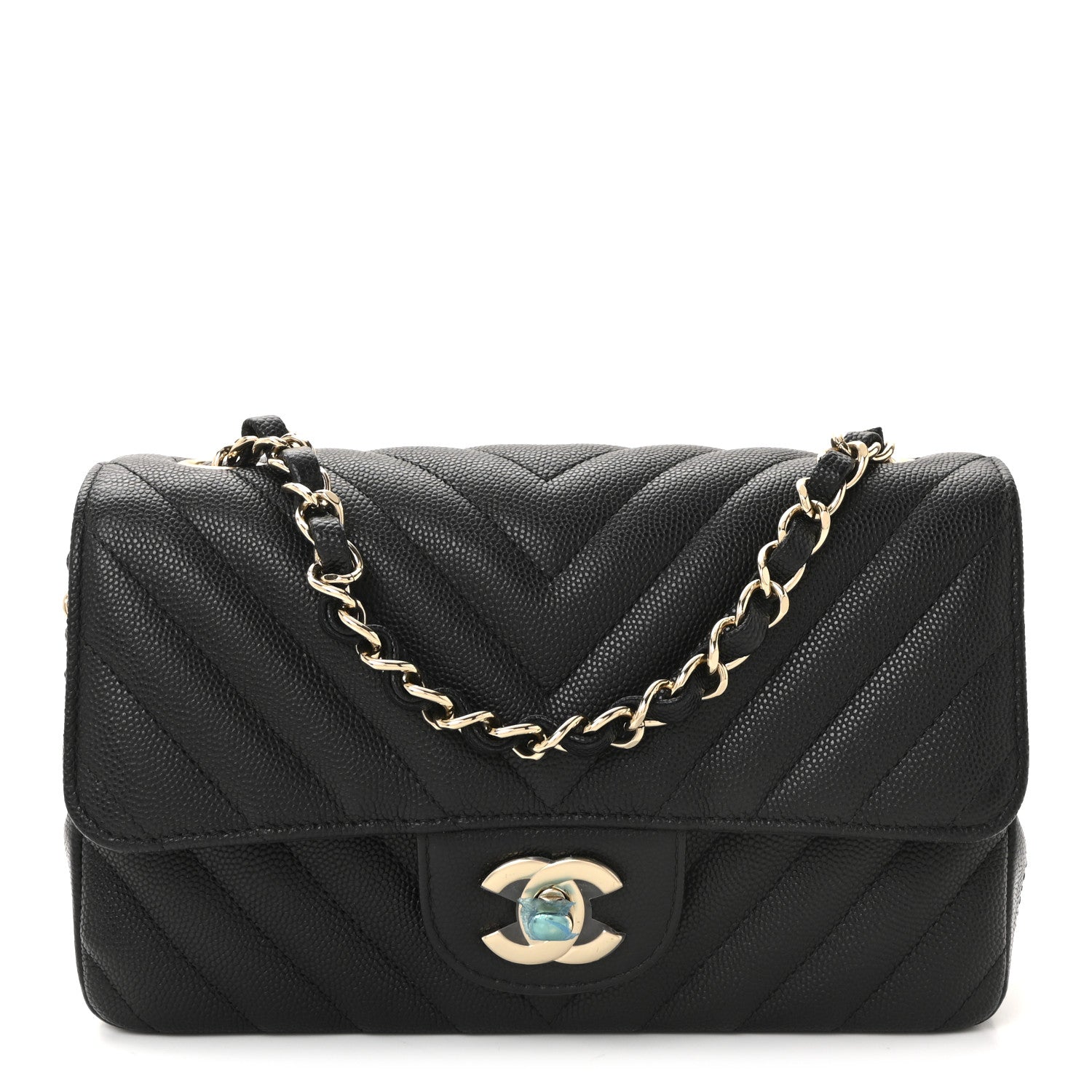 Chanel Caviar Chevron Quilted Mini Rectangular Flap Black 1 of 10