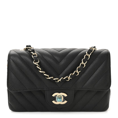 Chanel Caviar Chevron Quilted Mini Rectangular Flap Black 1 of 10