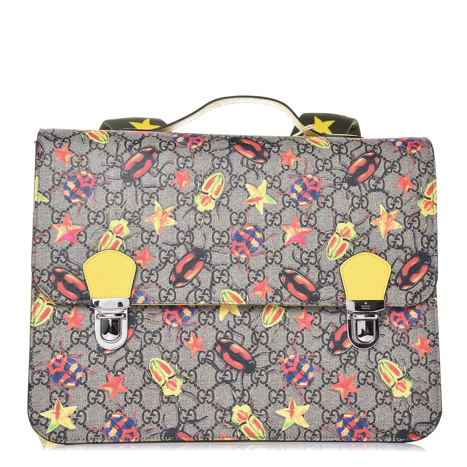 Gucci GG Supreme Monogram Beetles Childrens Backpack Beige Yellow 1 of 9