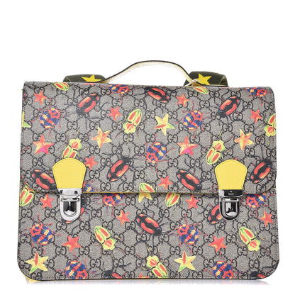 Gucci GG Supreme Monogram Beetles Childrens Backpack Beige Yellow 1 of 9