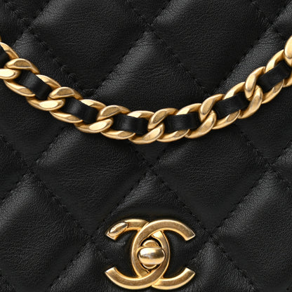 Chanel Calfskin Quilted Coco Mail Clutch With Chain Black 9 of 12