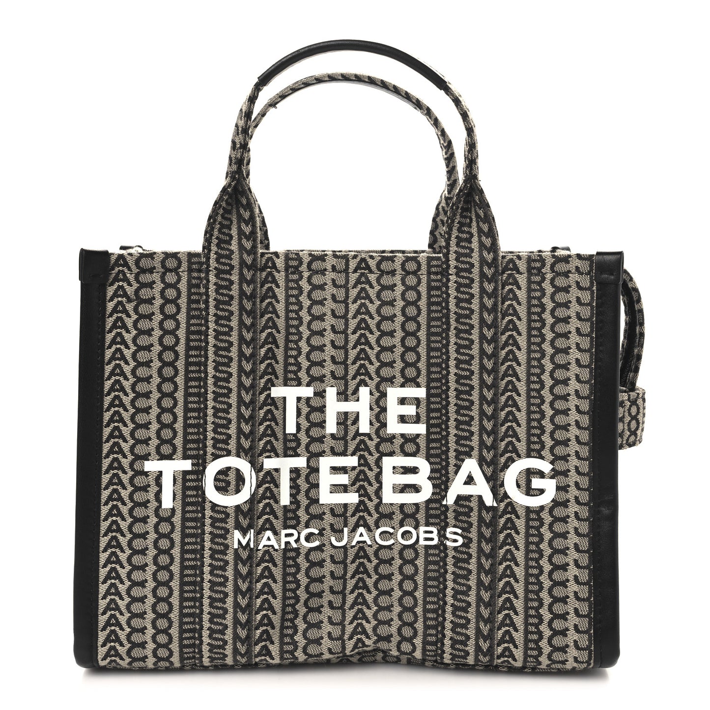 Cotton Jacquard Monogram Medium The Traveler Tote Bag Beige Multicolor