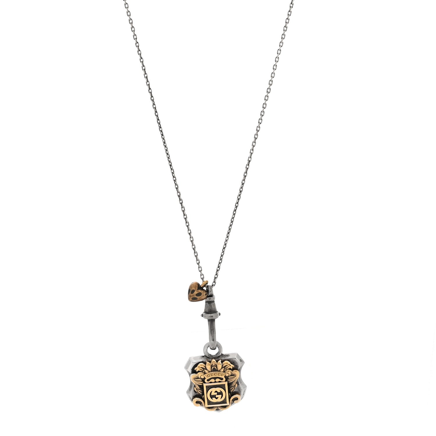 Gucci Sterling Silver Crest Necklace Gold 1843920 – FASHIONPHILE