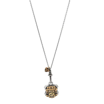 Gucci Sterling Silver Crest Necklace Gold 1 of 5