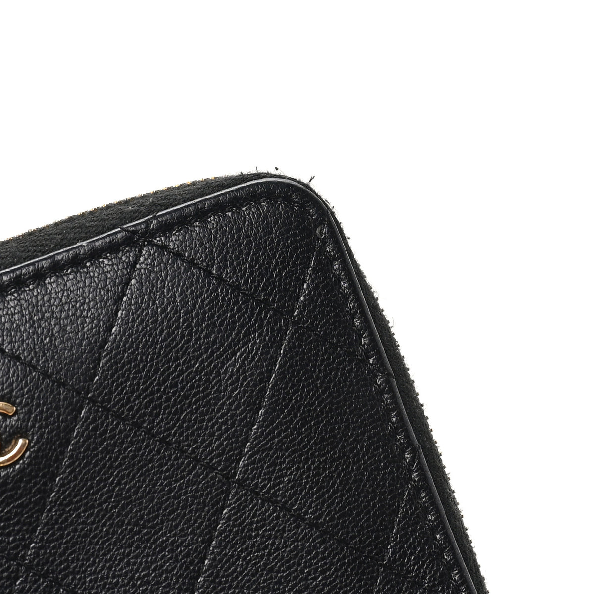 Calfskin Quilted Compact Wallet Black