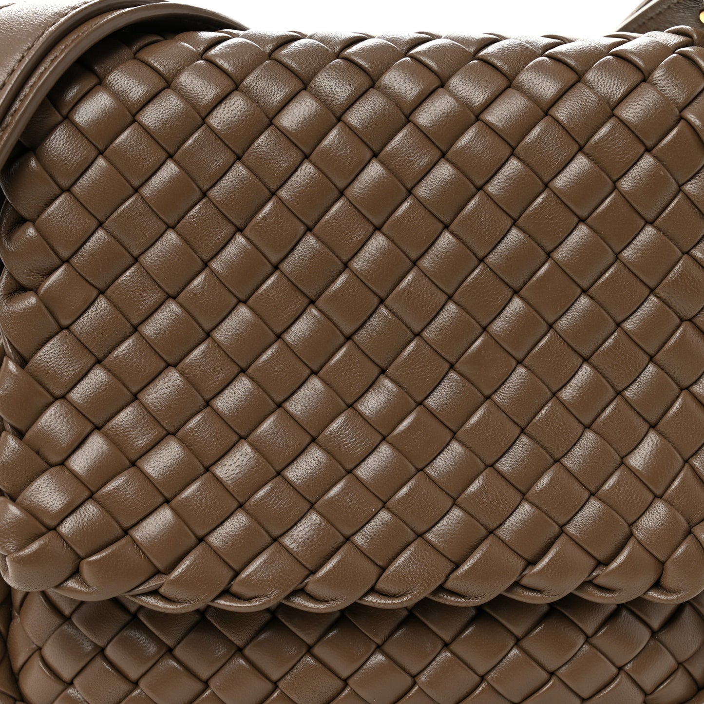 Nappa Intreccio Mini Cobble Shoulder Bag Taupe Grey