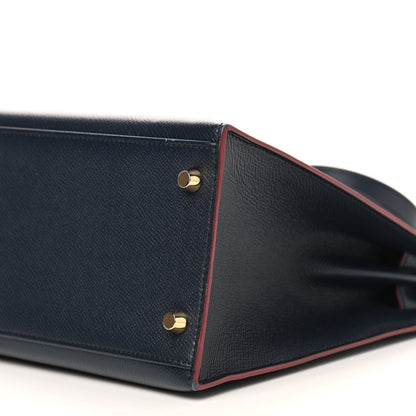 Hermes Epsom Contour Kelly Sellier 32 Bleu Indigo Rouge H 13 of 15