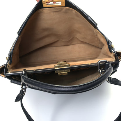 Fendi Calfskin Calf Hair Leopard Print Large Peekaboo Iconic Satchel Black 5 of 5