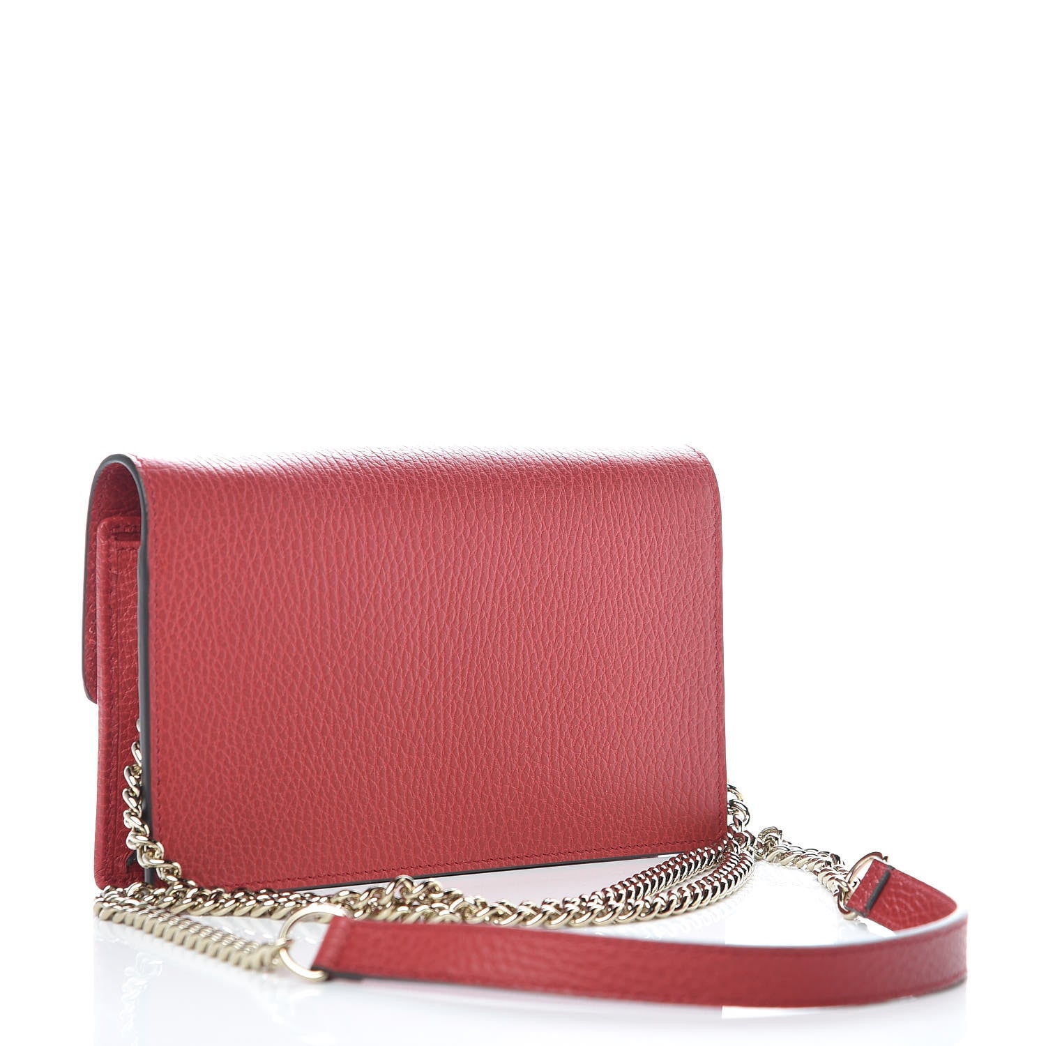 Gucci Dollar Calfskin Interlocking G Chain Wallet Red 3 of 9