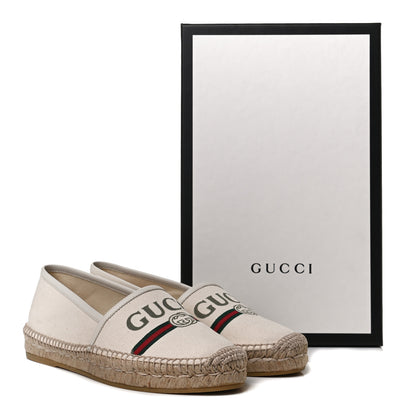 Gucci Canvas Logo Espadrilles 37.5 Greggio White 11 of 11