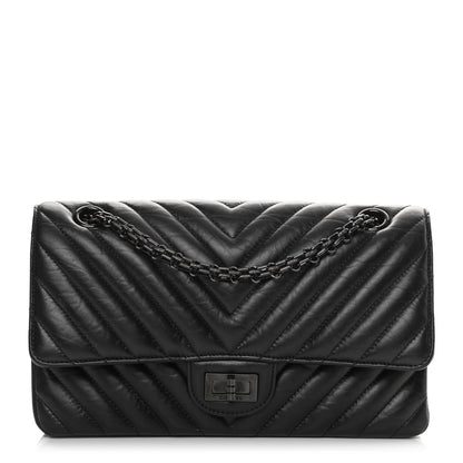Chanel Aged Calfskin Chevron Quilted 2.55 Reissue 225 Flap So Black 1 of 14