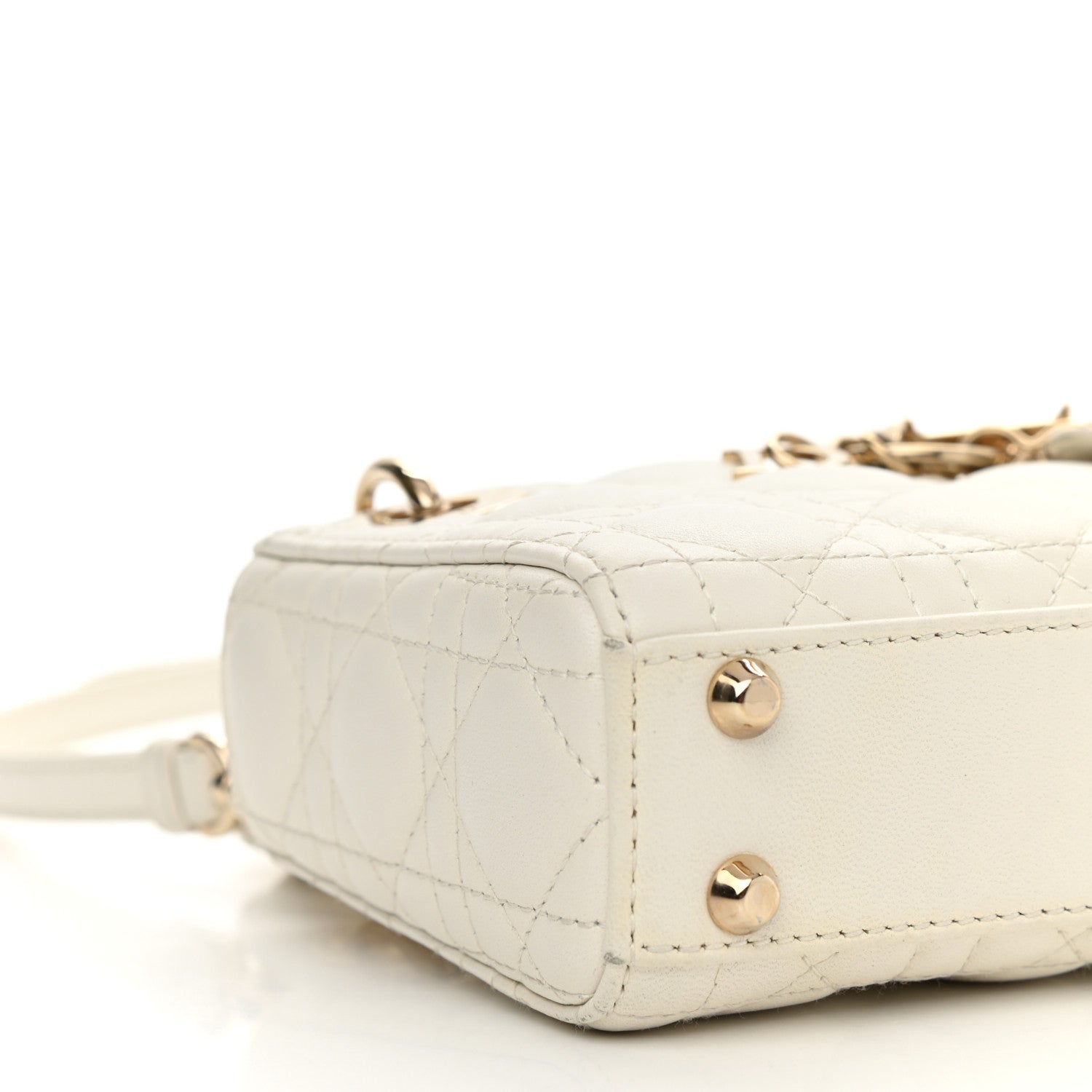 Christian Dior Lambskin Cannage Micro Lady Dior White 9 of 12