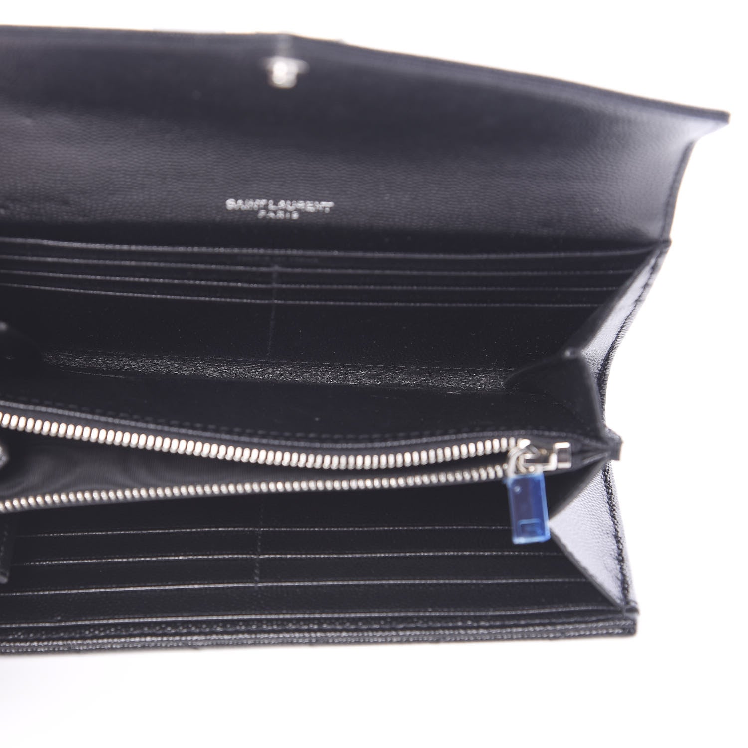 Saint Laurent Grain De Poudre Matelasse Chevron Monogram Flap Wallet Black 4 of 7