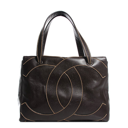 Chanel Caviar CC Stitched Large Tote Brown 1 of 7