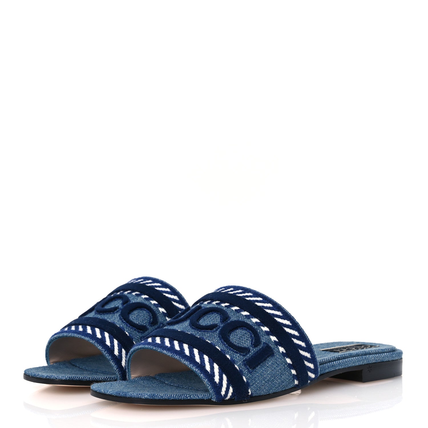Gucci New Denim Logo Embroidered Slide Sandal 39 Light Blue 4 of 10