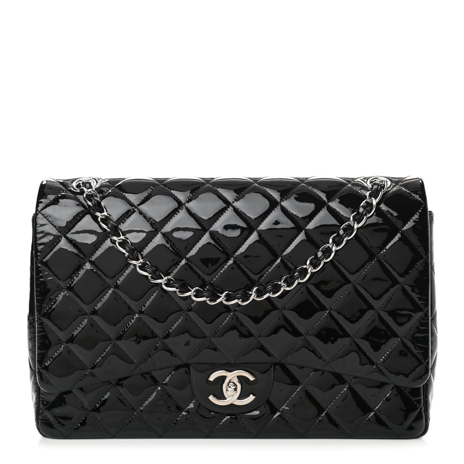 Chanel Patent Quilted Maxi Double Flap Black 1 of 12
