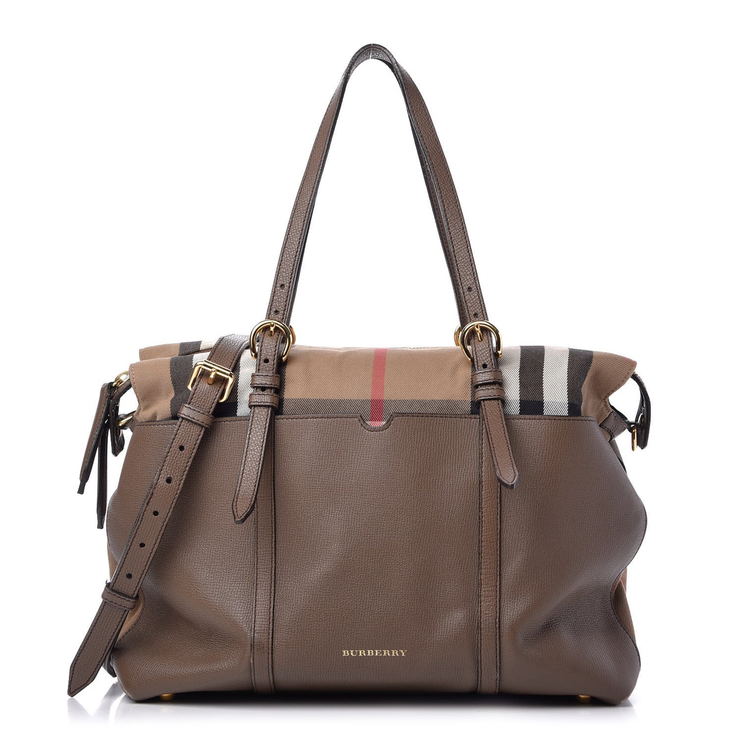 Grainy Calfskin House Check Mason Diaper Tote Tan