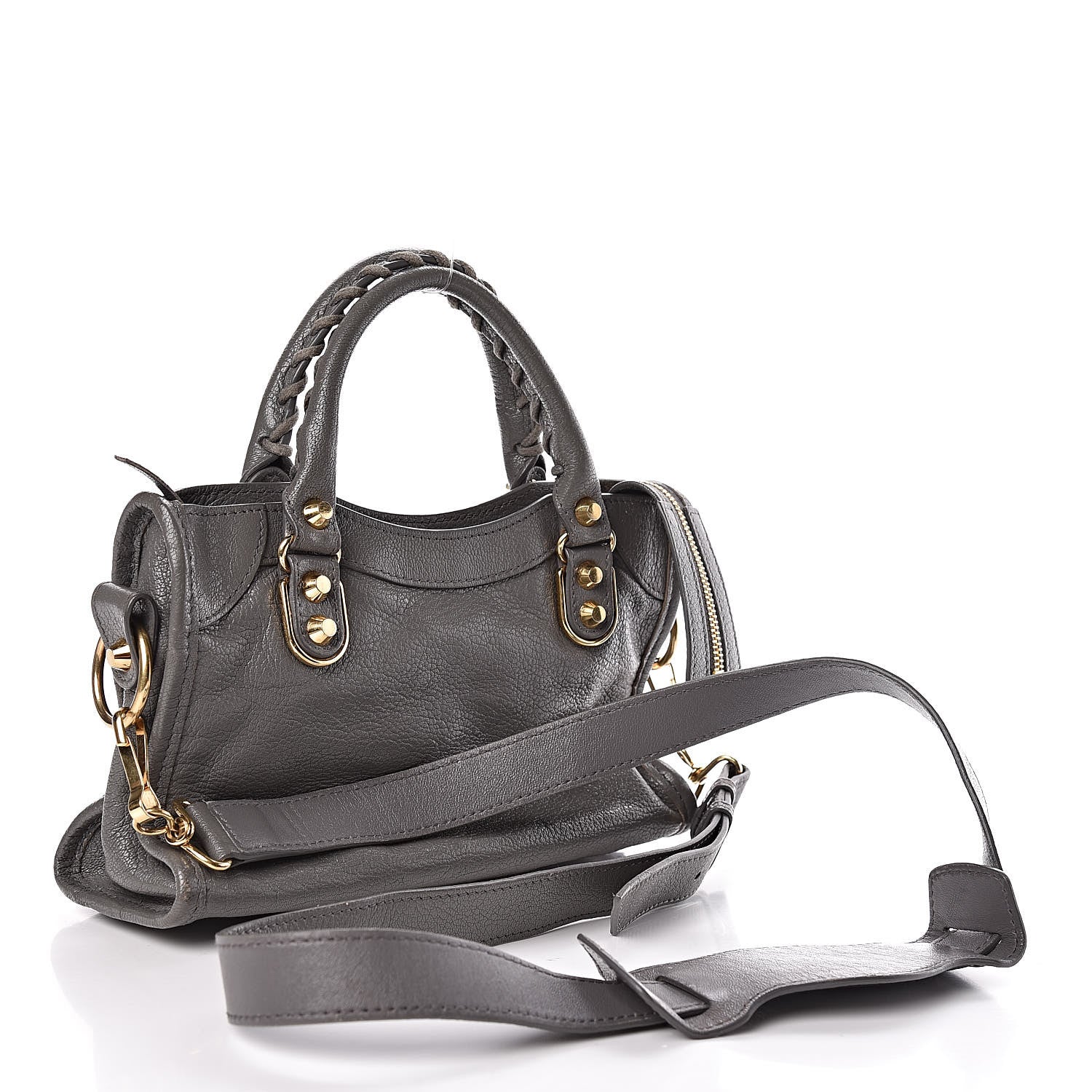 Balenciaga Chevre Gold Metallic Edge Hardware Mini City Gris Acier 4 of 11