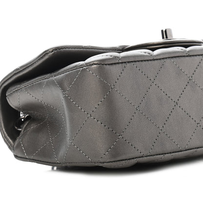 Chanel Metallic Lambskin Quilted Mini Rectangular Flap Dark Grey 7 of 8