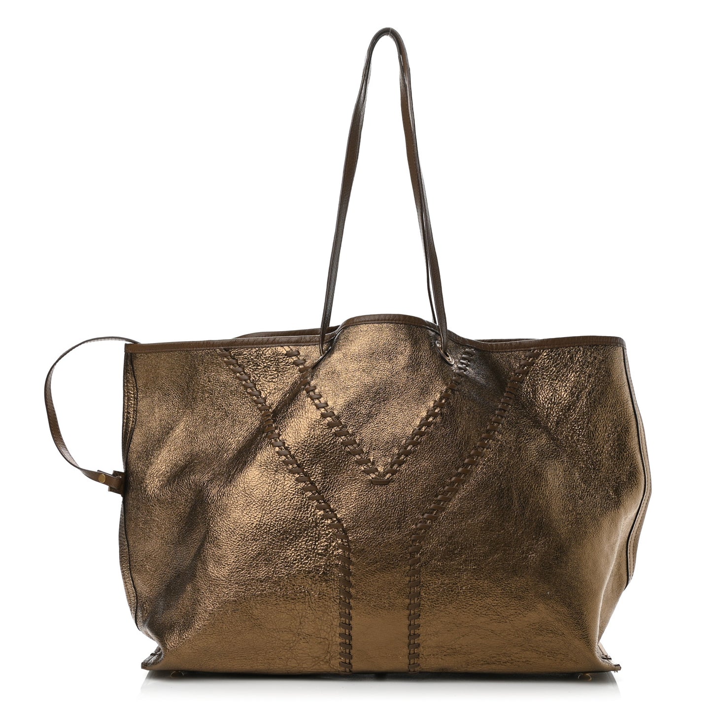 Metallic Calfskin Large Neo Double Reversible Tote Brown