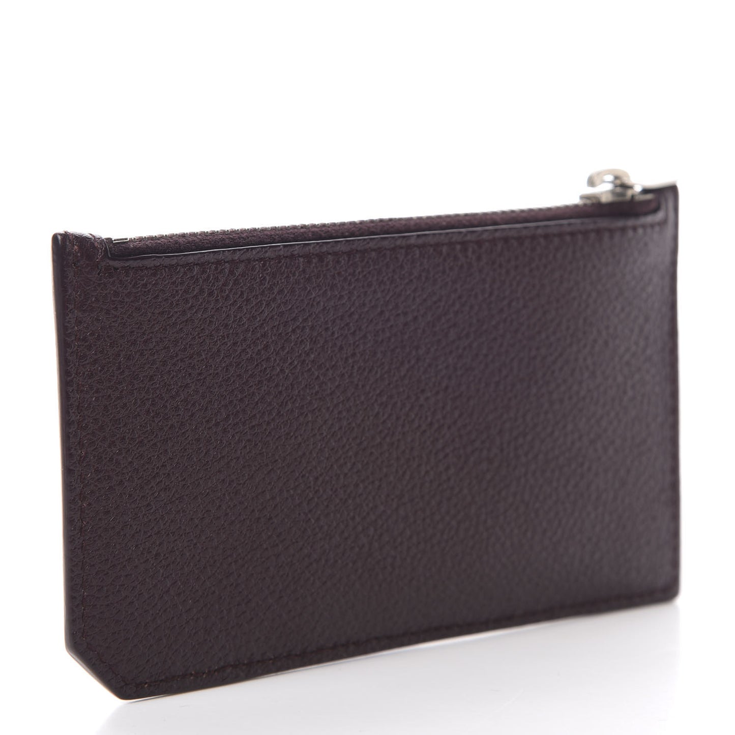 Grained Calfskin 5 Fragments Zip Pouch Card Holder Bordeaux