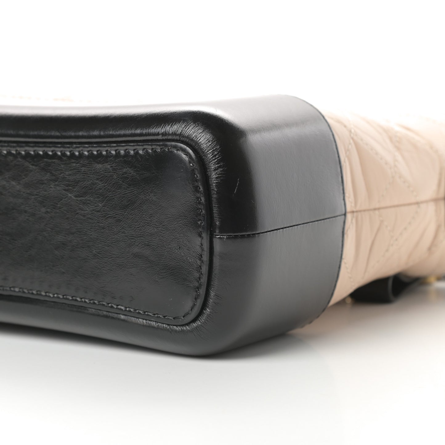 Aged Calfskin Quilted Medium Gabrielle Hobo Beige Black