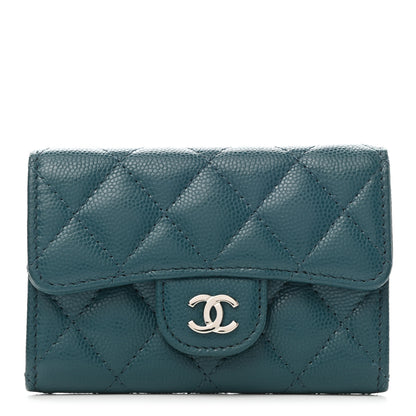 Chanel Caviar Quilted Flap Card Holder Wallet Turquoise 1 of 9