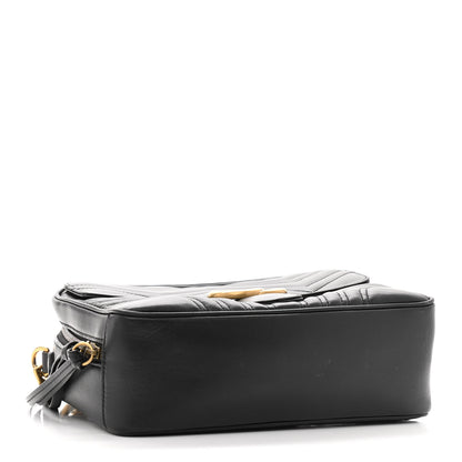 Gucci Calfskin Matelasse Sylvie Web Small GG Marmont Top Handle Shoulder Bag Black 4 of 16