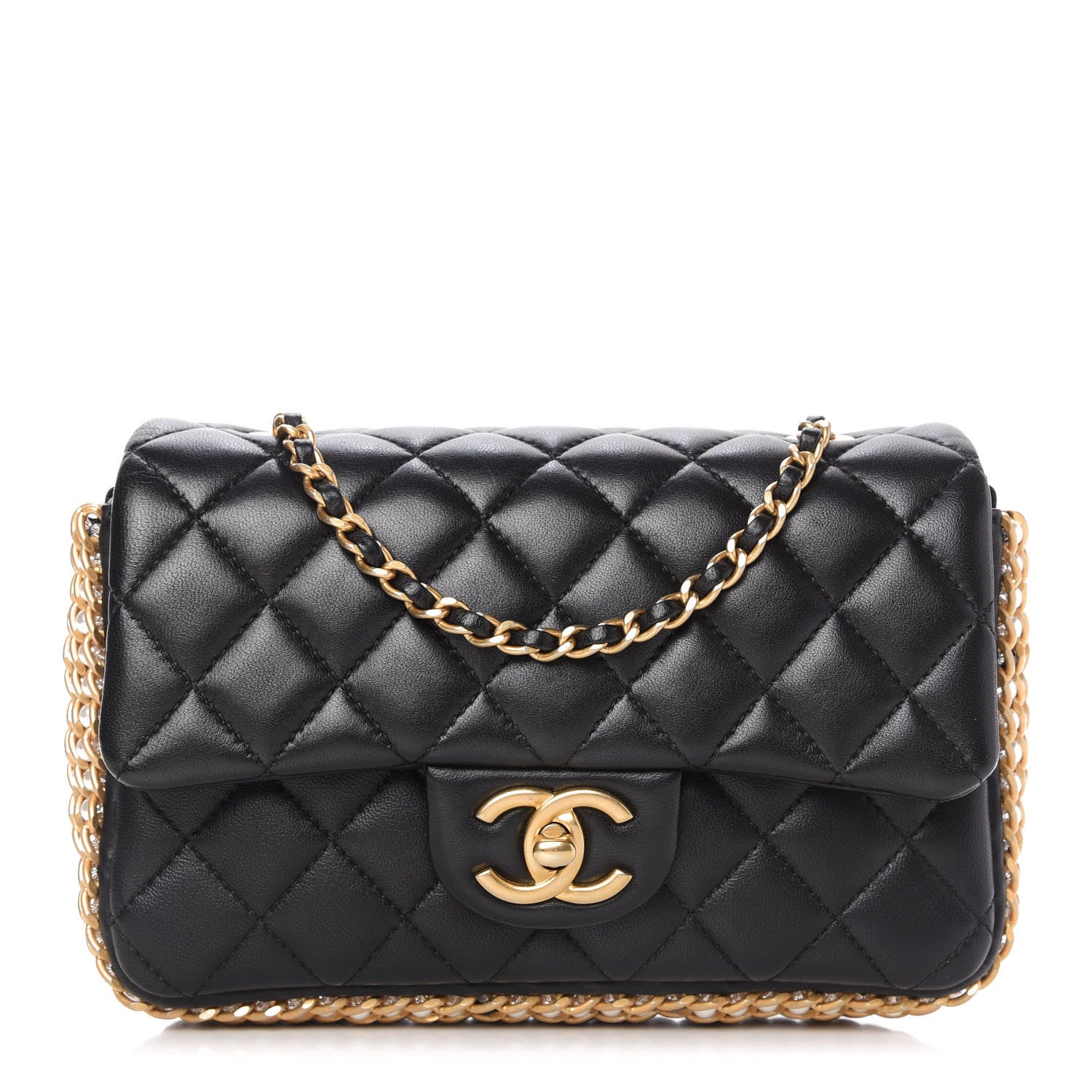 Chanel Lambskin Quilted Mini River of Pearls Flap Bag Black 1 of 10